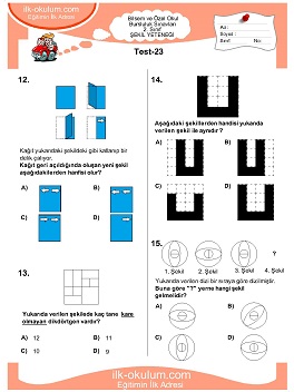 ilkokul 1. Sınıf Bilsem Zeka Testi 